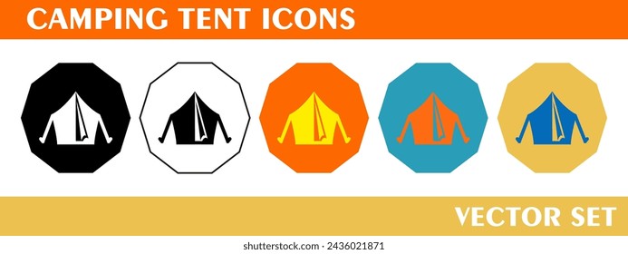 Camping tent icons design. For logo, symbol or web design. Vector flat illustration.