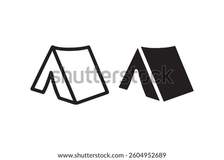 Camping tent icons in outline and solid Vector