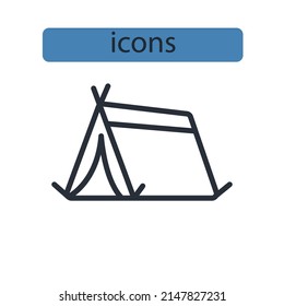 camping tent icons  symbol vector elements for infographic web