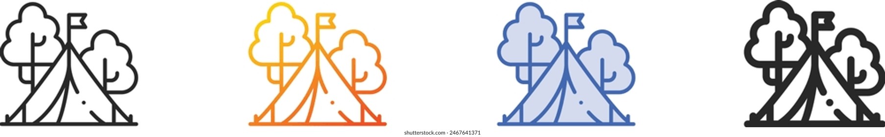 camping tent icon.Thin Linear, Gradient, Blue Stroke and bold Style Design Isolated On White Background