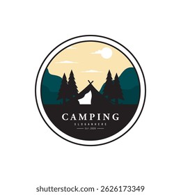 Camping Tent Illustration Design. summer camp logo vector Illustration