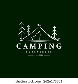 Camping Tent Illustration Design. summer camp logo vector Illustration