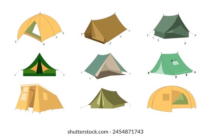 Camping Tent Illustration Element Set