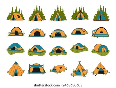 Campingzelt-Illustrationselement-Set