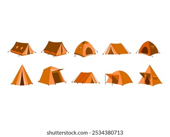 Camping Tent Illustration Element Set 