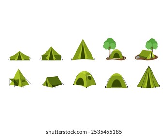 Camping Tent Illustration Element Set