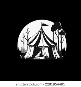 camping tent illustration, tent icon vector for t-shirt or poster design