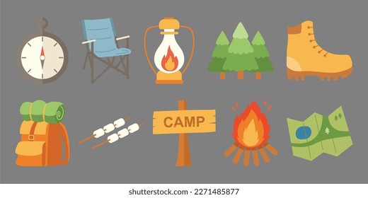 Camping Tent Illustration Vector Set