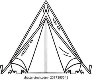 Camping, página de coloración aislada de carpas para niños