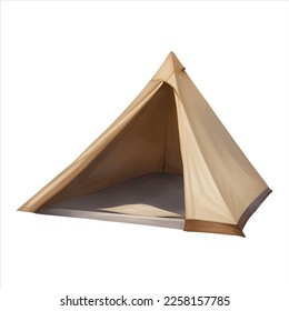 Camping Tent Isolated Detailed Hand Drawn Painting Illustration