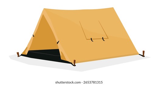 Barraca de acampamento isolado em fundo branco. Caminhadas, caça, pesca lona. Tenda do acampamento turístico. Ilustração vetorial