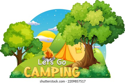 Camping tienda con la ilustración de texto de dejamos acampar