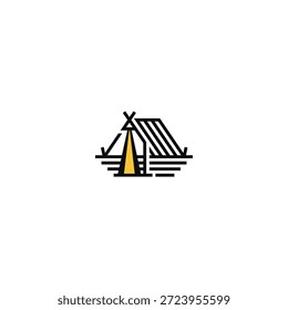 Projeto de logotipo de iluminação da barraca do acampamento.