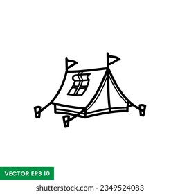 Camping tent line art icon design vector