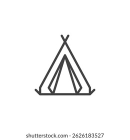 Ícone da linha da tenda de acampamento. sinal de estilo linear para conceito móvel e web design. Ícone de vetor do contorno da tenda. Símbolo, ilustração de logotipo. Gráficos vetoriais