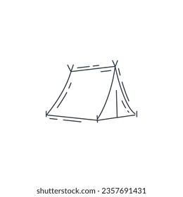 icono de la línea de tienda de campaña. Icono de la línea delgada de carpas.