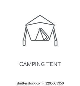 Camping tent linear icon. Camping tent concept stroke symbol design. Thin graphic elements vector illustration, outline pattern on a white background, eps 10.