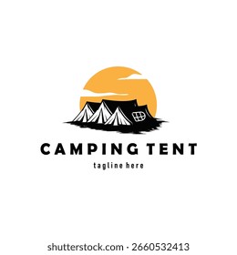 Camping Zelt Logo Design mit einer einfachen Silhouette eines kühlen Wildnis Abenteuer mit einem modernen minimalistischen Design Zelt als Vorlage Illustration