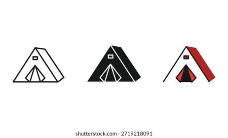 Variações de design do logotipo da barraca de acampamento