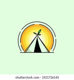 camping tent logo design Vector
