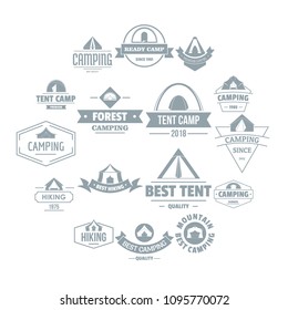 Camping tent logo icons set. Simple illustration of 16 camping tent logo vector icons for web