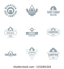 Camping tent logo set. Simple set of 9 camping tent vector logo for web isolated on white background