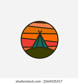 vector de logotipo de tienda de campaña con combinación de color retro