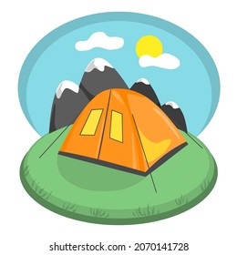 Camping, tent in the mountainside.