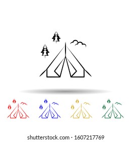 camping tent multi color style icon. Simple thin line, outline vector of travel icons for ui and ux, website or mobile application