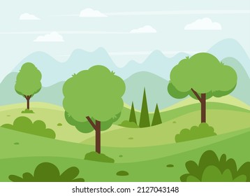 Camping with a tent in nature with a fire. Vector illustration in flat style. Eps 10