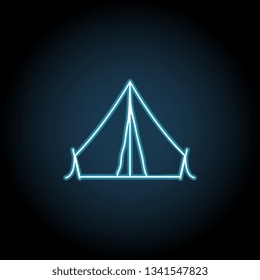 Camping tent neon icon . Simple thin line, outline vector of Camp icons for UI and UX, website or mobile application