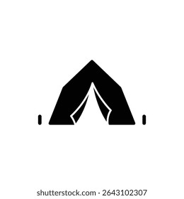 Camping tent with open front flap showing entrance
