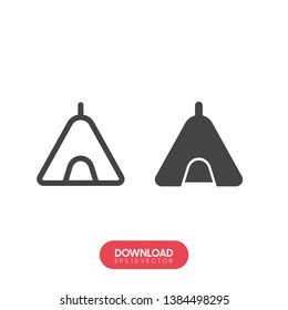 Camping tent outline icon. linear style sign for mobile concept and web design. Sport and tourism simple line vector icon. Symbol, logo illustration. Pixel perfect vector graphics - Vector