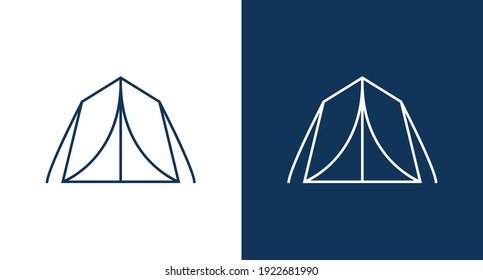 Icono de contorno de tienda de campaña para web y móvil