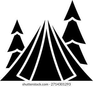 Tienda de campaña y árboles de pino Icono