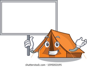 Camping tent Scroll cute cartoon character bring a board
