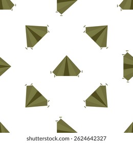 Camping tenda padrão sem costura em fundo branco, perfeito para design de tecido, papel de embrulho, ou qualquer projeto de aventura ao ar livre