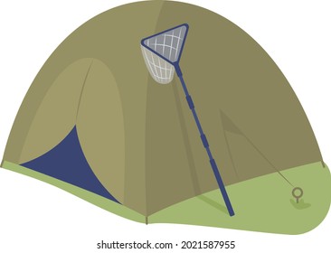 Camping tent semi flat color vector object. Full sized element on white. Shelter for outdoor walking trips. Hiking equipment isolated modern cartoon style illustration for graphic design and animation