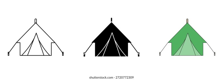 tenda de acampamento ícone do conjunto, ilustração vetorial no fundo branco