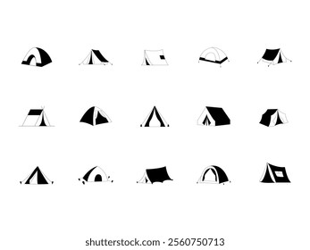 Camping Tent Silhouette Element Set