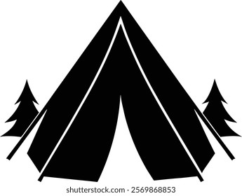 Camping tent silhouette isolated on white background. Tent sign vector illustration design