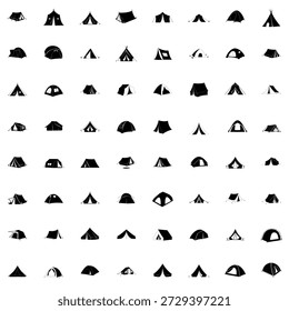 Conjunto de silueta de tienda de campaña Vector e ilustración 