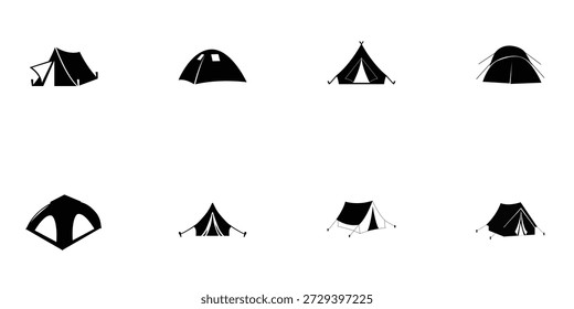 Barraca de acampamento Silhueta Set vetor e ilustração 