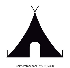 camping tent silhouette style icon