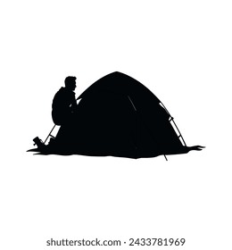 Camping tent silhouette, Tourist tent Vector Silhouette.