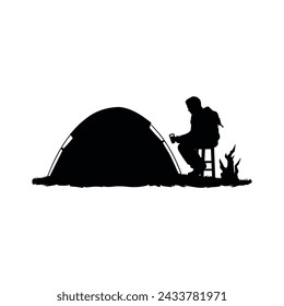 Camping tent silhouette, Tourist tent Vector Silhouette.