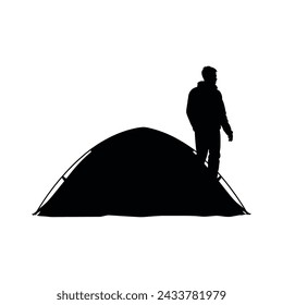 Camping tent silhouette, Tourist tent Vector Silhouette.