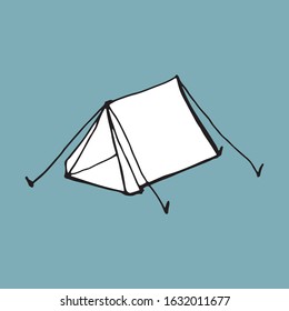 Camping tent silhouette. Vector hand drawn isolated objects. sketch style.
