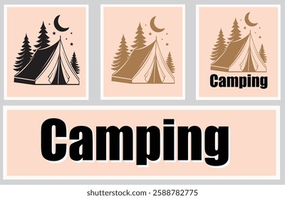 Camping tent silhouette vector illustration, Camping tent silhouette