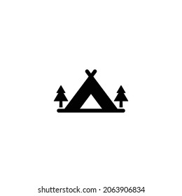 Ilustración de vectores de icono plano simple de tienda de campaña